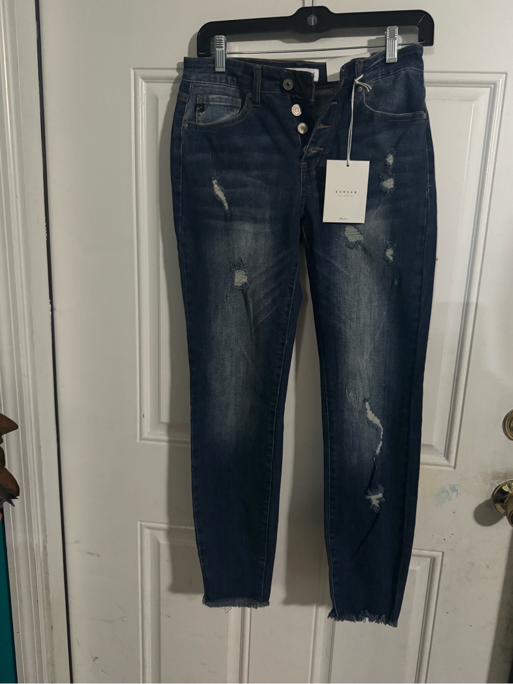 KanCan Dark Blue Distressed Ankle Jeans